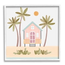 Stupell Industries Tropical Summer Paradise Beachside House Palm Trees Framed Wall Art, 24 x 24, Design by Nina Muis Surface Design