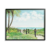 Stupell Industries Tropical Summer Path Landscape Painting Black Framed Art Print Wall Art, 14 x 11