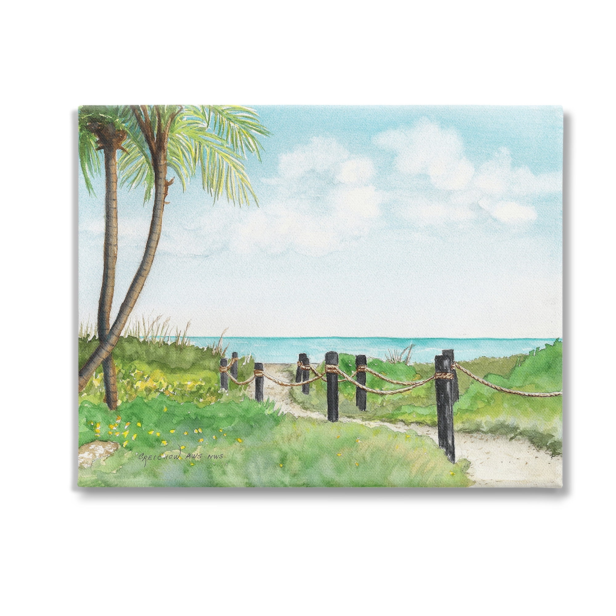 Stupell Industries Tropical Summer Path Landscape Painting Gallery Wrapped Canvas Art Print Wall Art, 30 x 24