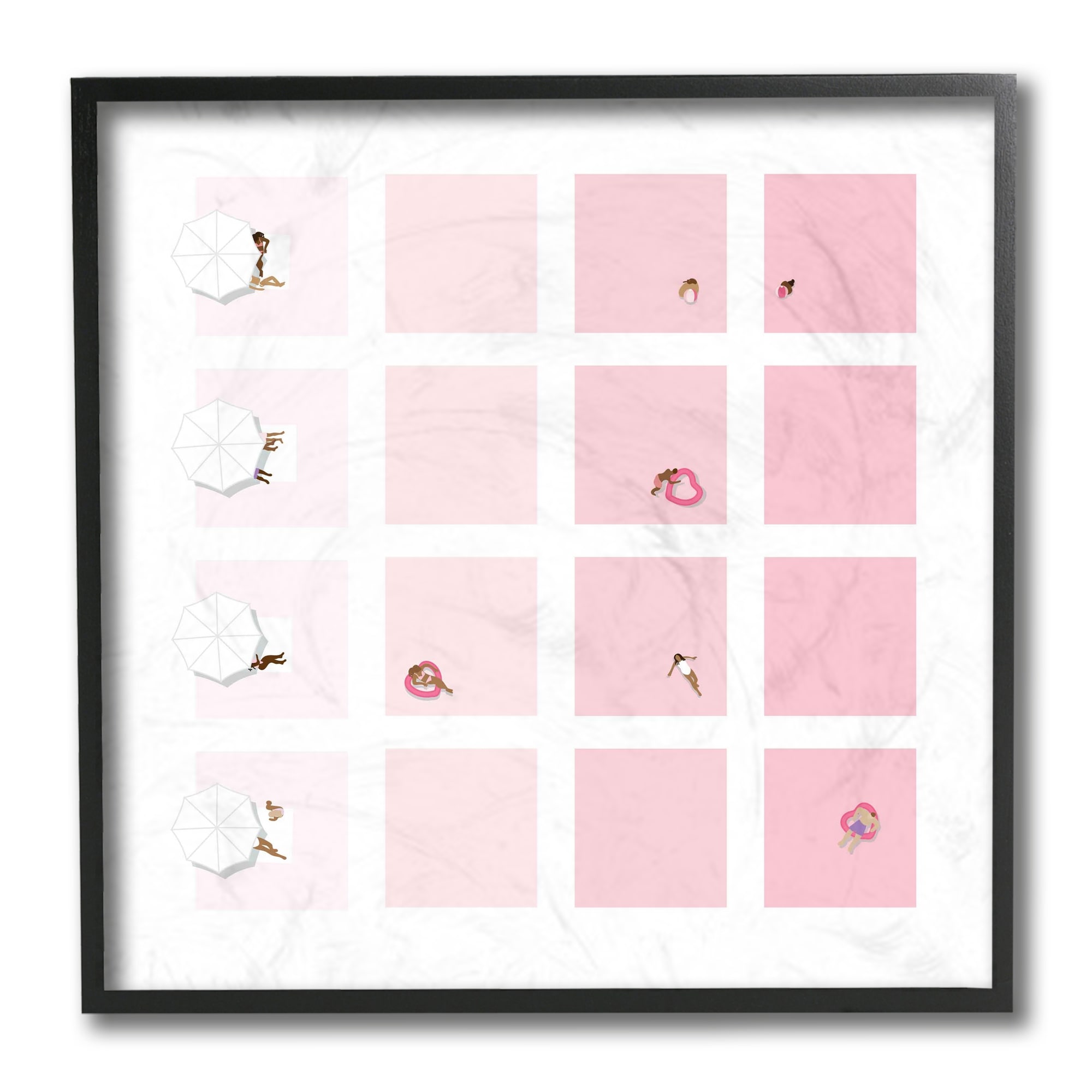 Stupell Industries Tropical Summer Pool Abstract Pink Geometric Pattern Black Framed, 12 x 12, Design by Victoria Kukla