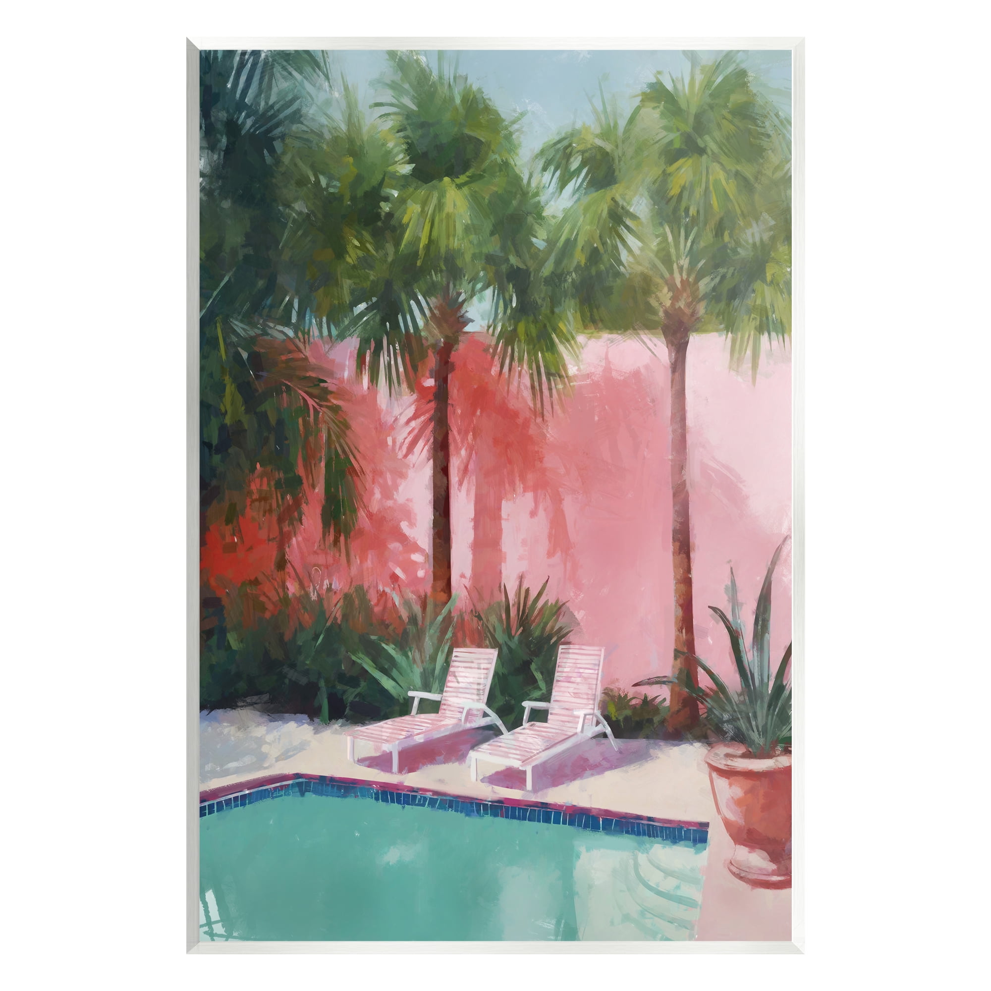 Stupell Industries Tropical Summer Pool Botanical & Floral Painting Unframed Art Print Wall Art, 13 x 19