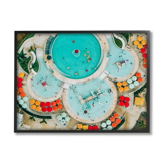 Stupell Industries Tropical Summer Pool Resort Vibrant Circles Design by Ziwei Li, 11" x 14", Black Framed