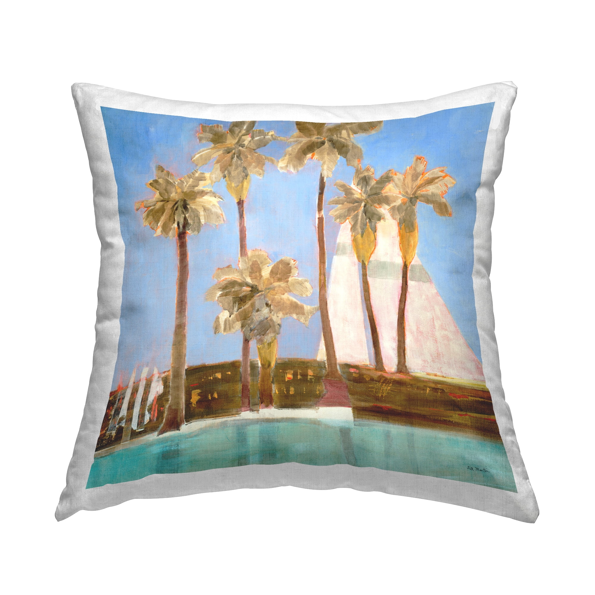 Stupell Industries Tropical Summer Sea Scene Square Decorative Printed Throw Pillow, 18 x 18