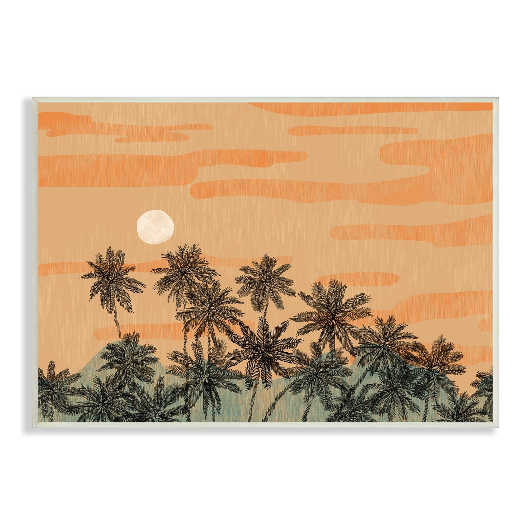 Stupell Industries Tropical Summer Sunset Orange Sky Palm Trees, 19 x 13, Design by Ziwei Li