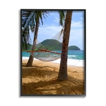 Stupell Industries Tropical Summer Vacation Hammock Between Palm Trees Photograph Black Framed Art Print Wall Art, Design by Noah Bay
