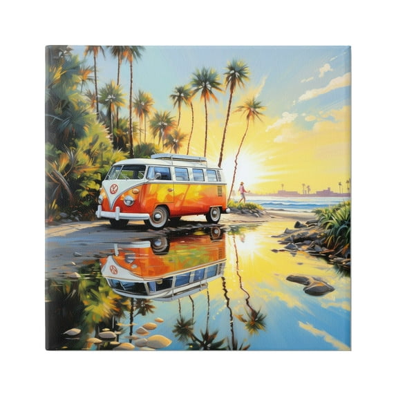 Stupell Industries Tropical Summer Van Transportation Painting Gallery Wrapped Canvas Art Print Wall Art, 36 x 36