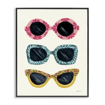 Stupell Industries Tropical Sunglasses Trio Nautical & Beach Painting Black Framed Art Print Wall Art, 11 x 14