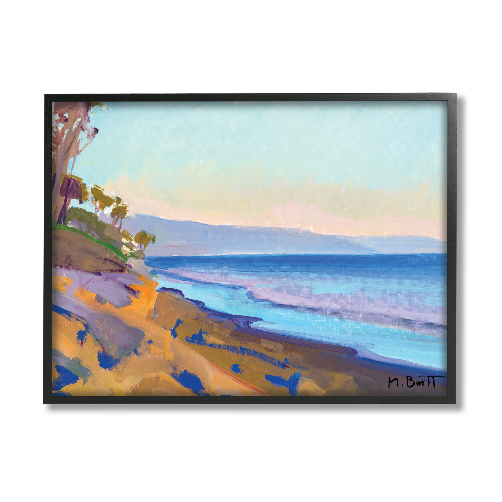 Stupell Industries Tropical Sunrise Beach Scene Purple Blue Waters, 11 x 14, Designed by Marcia Burtt