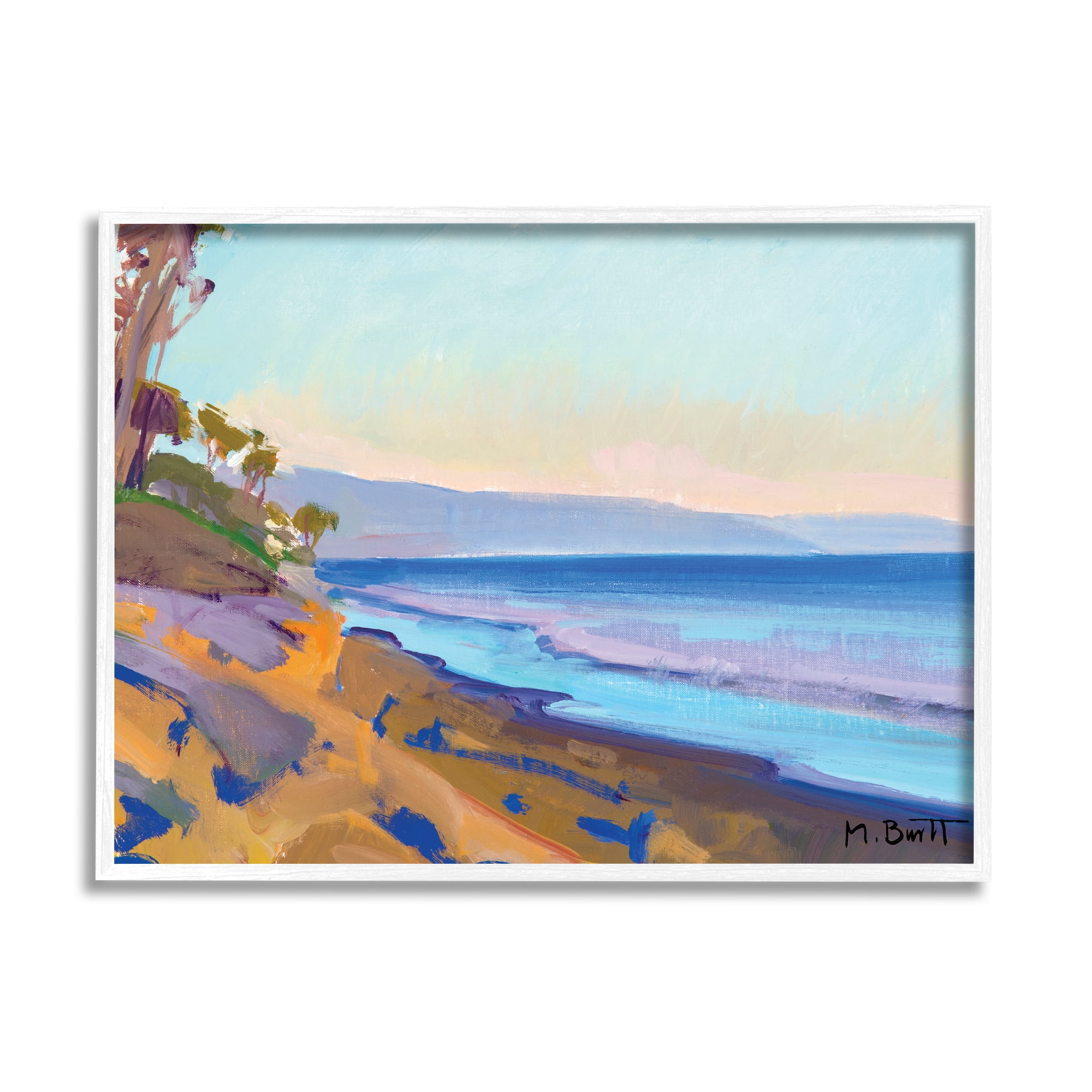 Stupell Industries Tropical Sunrise Beach Scene Purple Blue Waters, 11 x 14, Designed by Marcia Burtt