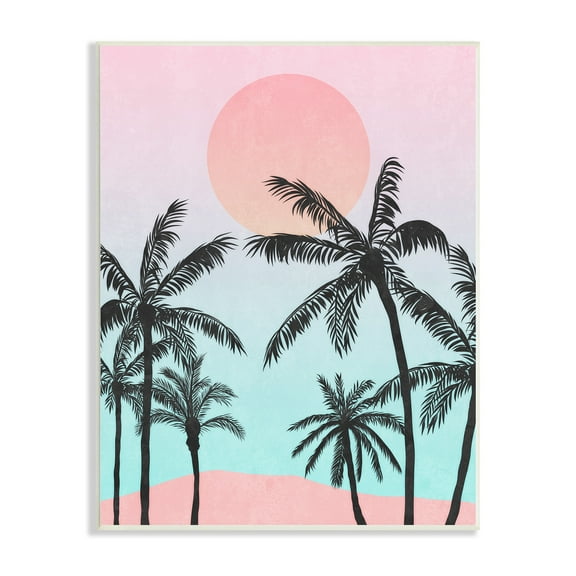 Stupell Industries Tropical Sunrise Sunset Beach Palm Trees Silhouette Collage , 10 x 15, Design by Nina Blue