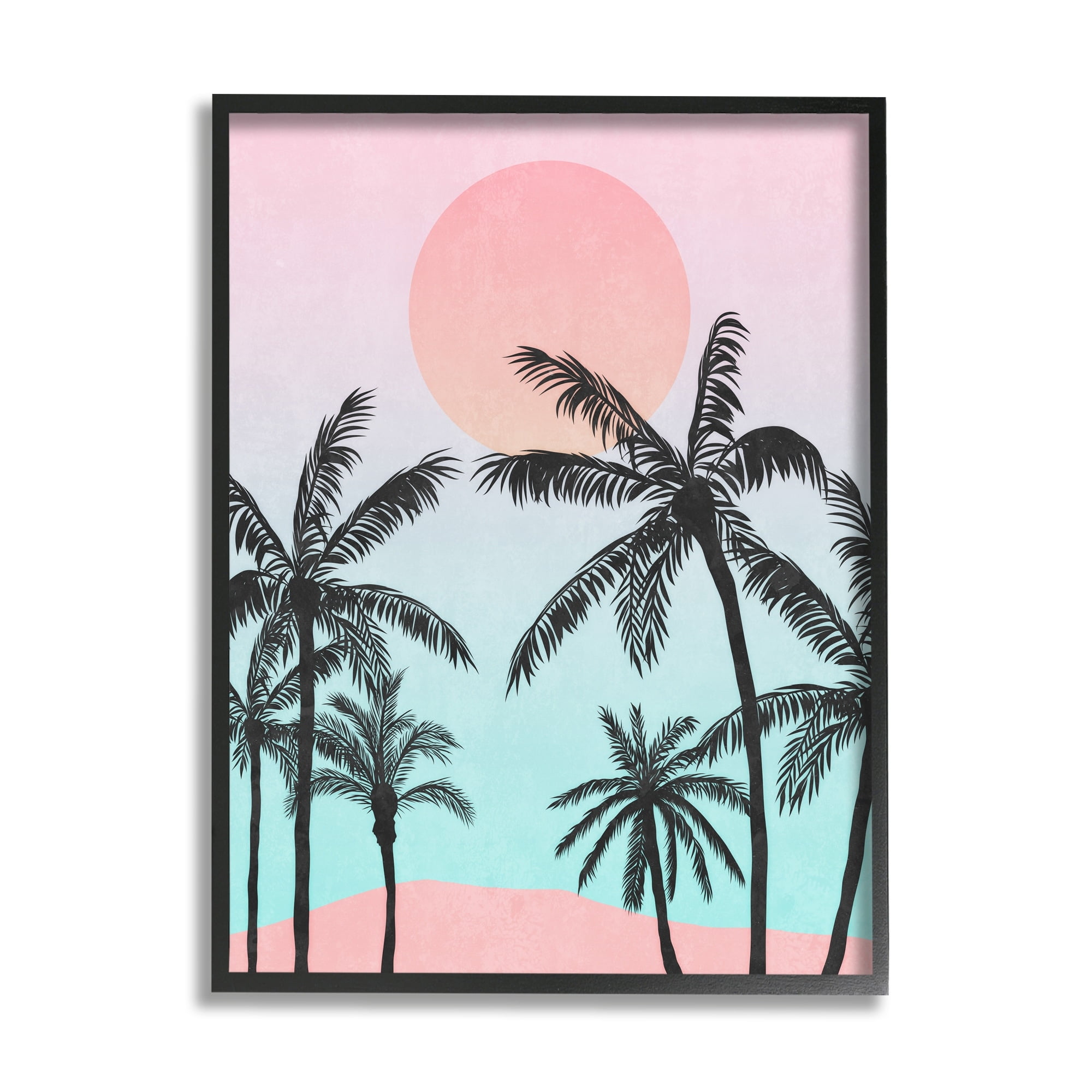 Stupell Industries Tropical Sunrise Sunset Beach Palm Trees Silhouette Collage , 24 x 30, Design by Nina Blue