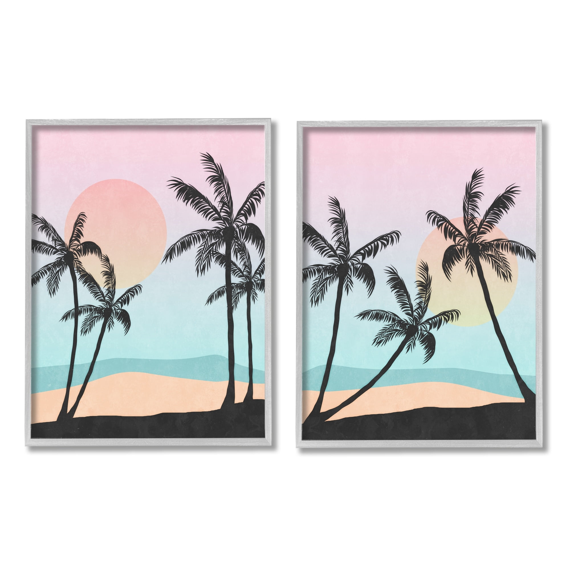 Stupell Industries Tropical Sunset Sunrise Palm Tree Beach Illustration , 11 x 14, Design by Nina Blue