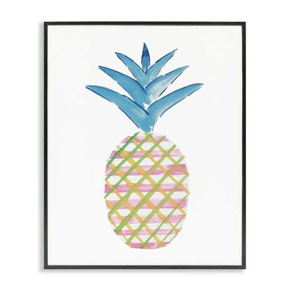 Stupell Industries Tropical Tartan Pineapple Food & Beverage Painting Black Framed Art Print Wall Art, 11 x 14