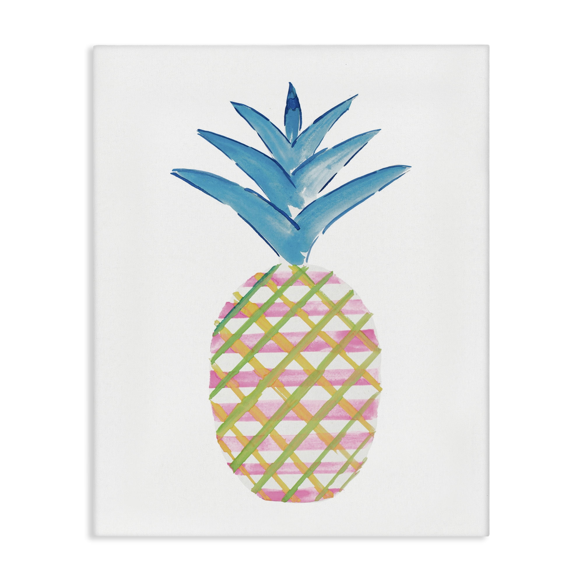 Stupell Industries Tropical Tartan Pineapple Food & Beverage Painting Gallery Wrapped Canvas Art Print Wall Art, 24 x 30