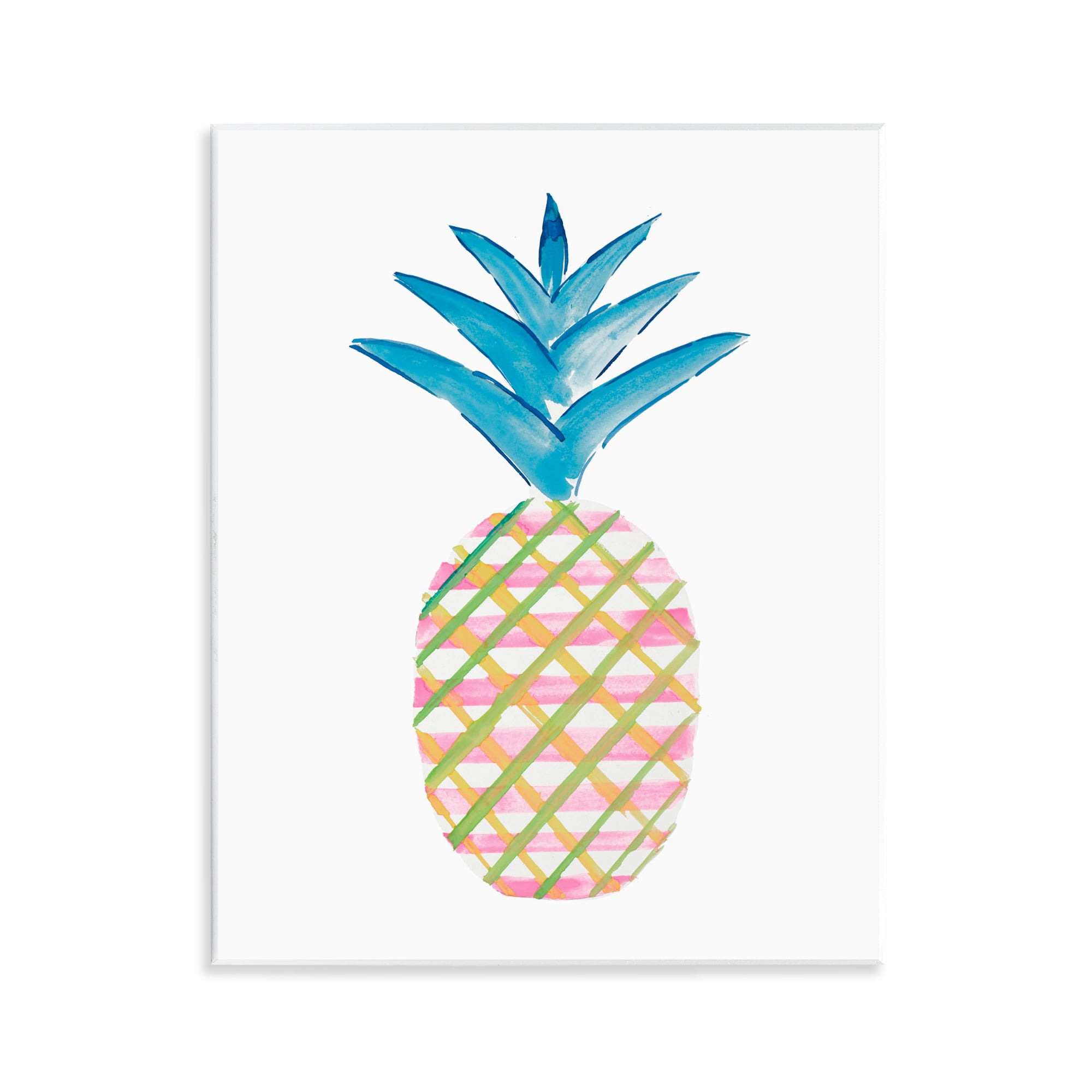 Stupell Industries Tropical Tartan Pineapple Food & Beverage Painting Unframed Art Print Wall Art, 11 x 14