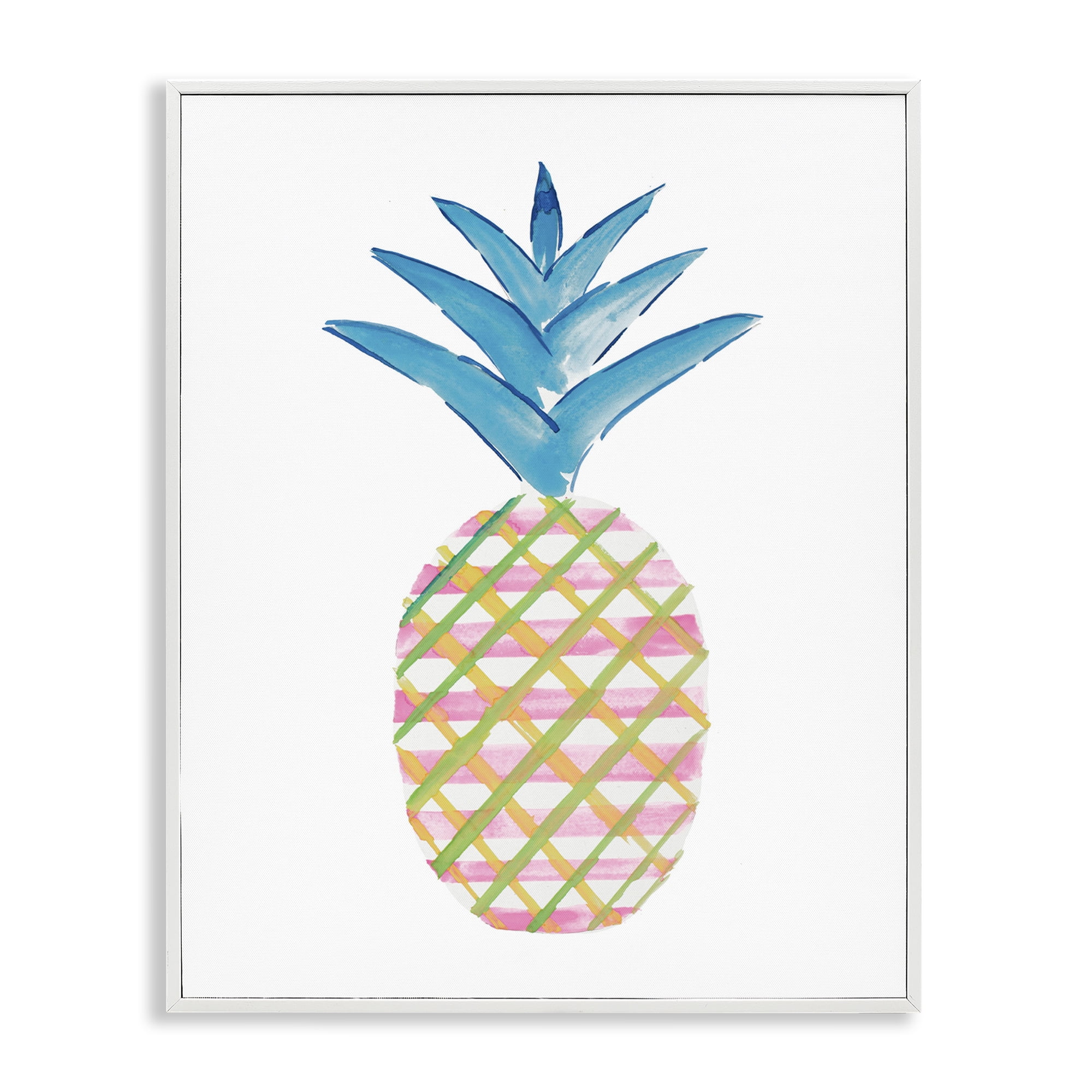 Stupell Industries Tropical Tartan Pineapple Food & Beverage Painting White Framed Art Print Wall Art, 11 x 14