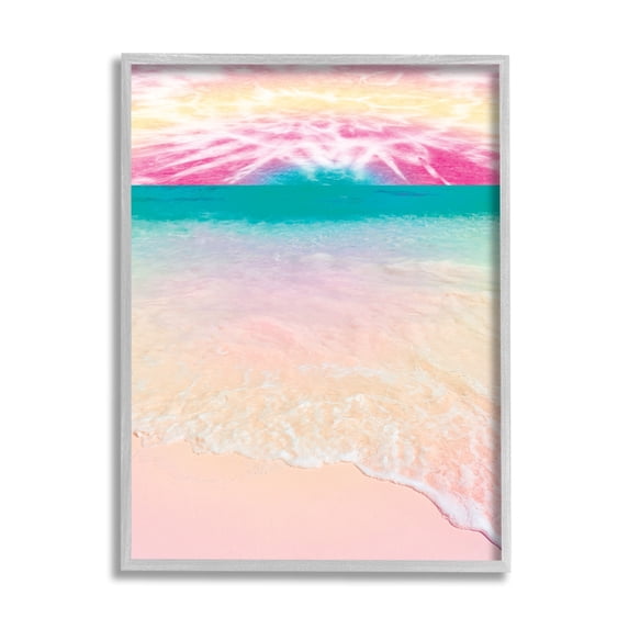 Stupell Industries Tropical Tie Dye Beach Horizon Coastline Landscape,16 x 20,Designed by Arrolynn Weiderhold