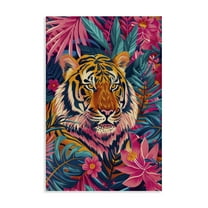 Stupell Industries Tropical Tiger Among Leaves Animals Painting Wrapped Canvas Canvas Art Print Wall Art, 16 x 24