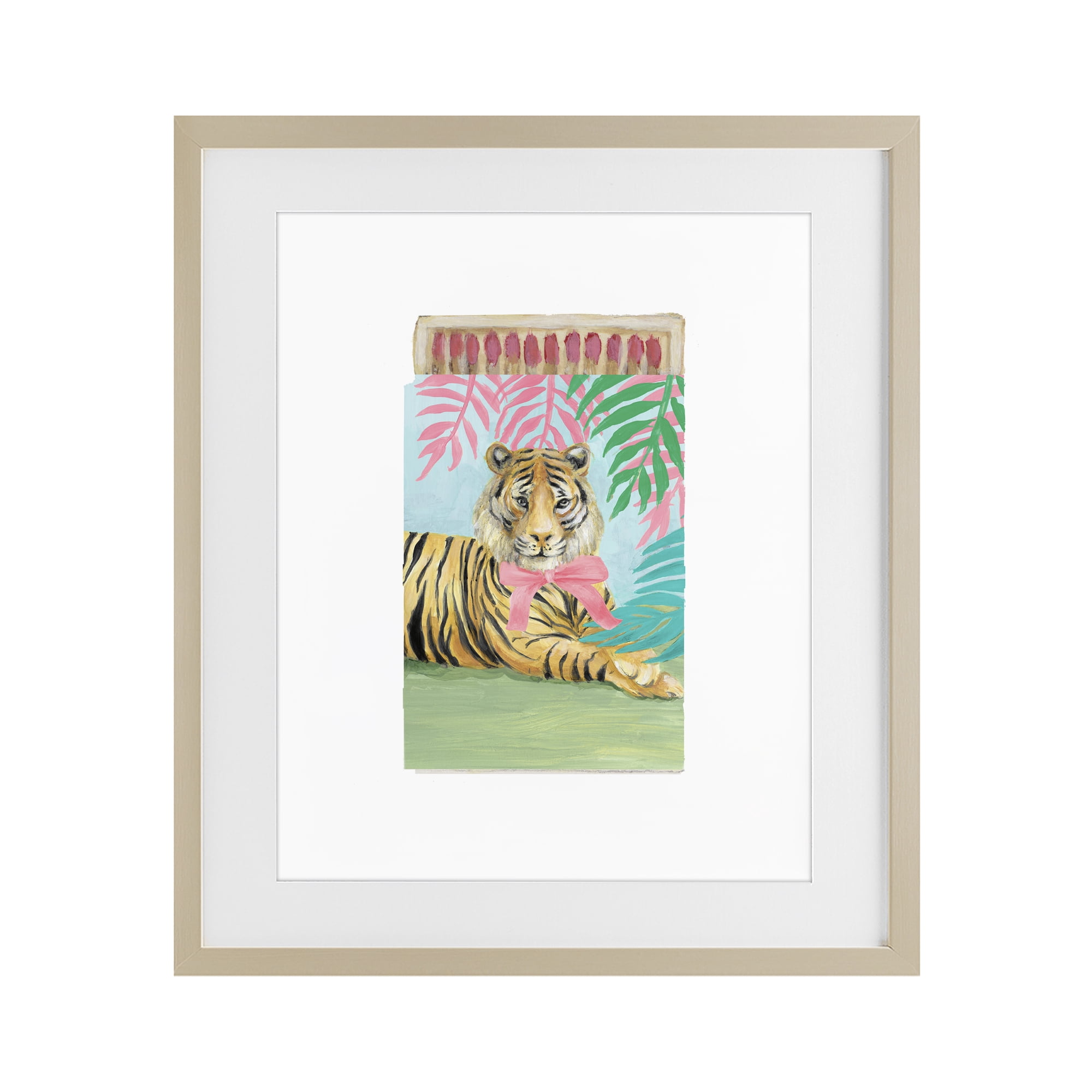 Stupell Industries Tropical Tiger Matchbook Birch Framed Print Under Glass, design by Lanie Loreth