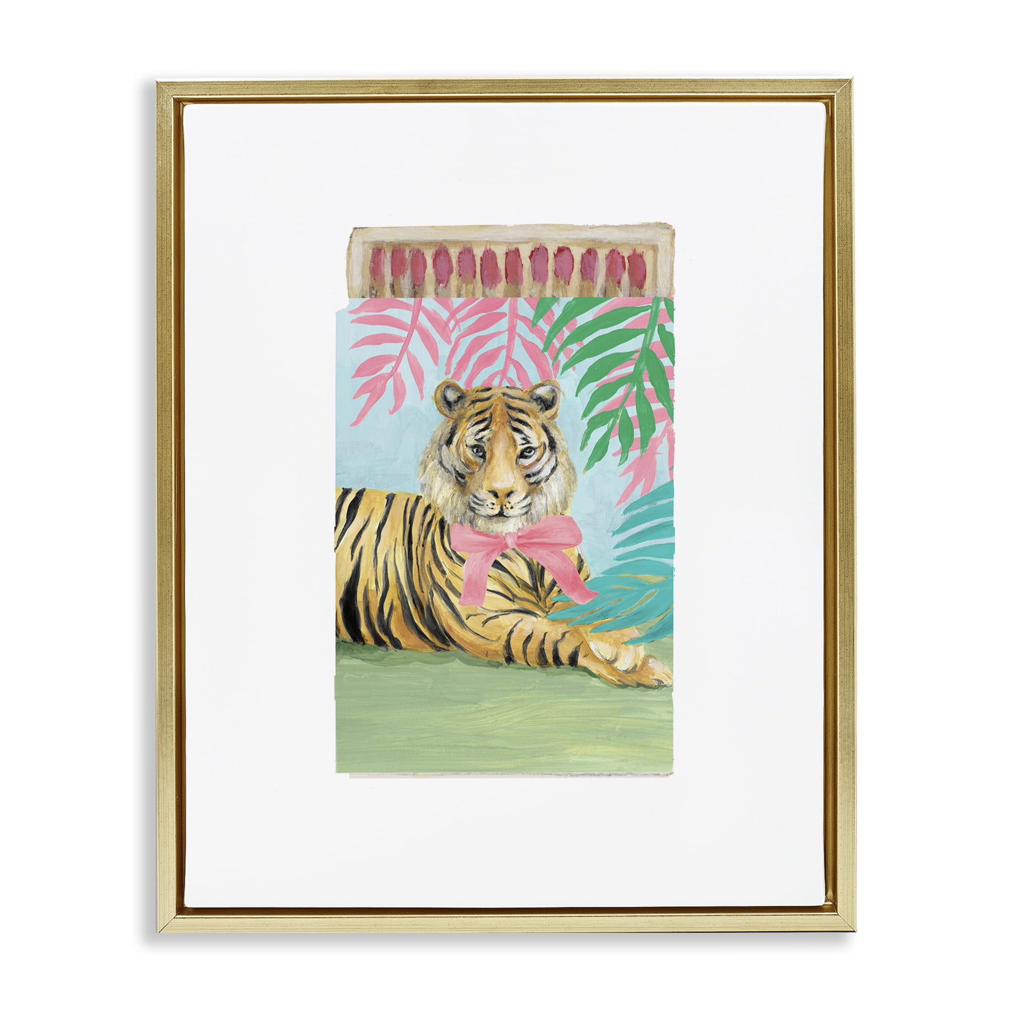 Stupell Industries Tropical Tiger Matchbook Gold Framed Floater Canvas Wall Art, design by Lanie Loreth