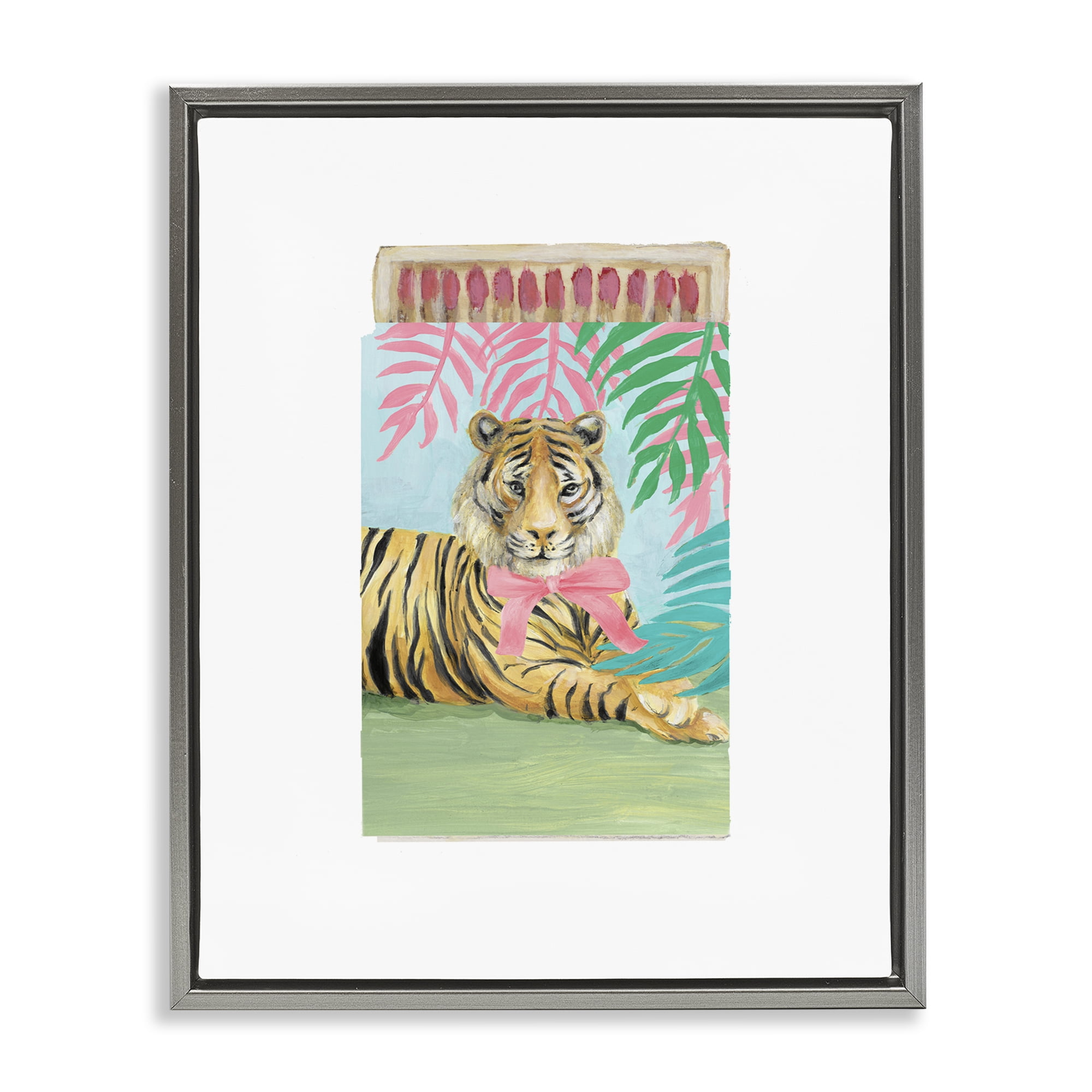 Stupell Industries Tropical Tiger Matchbook Gray Framed Floater Canvas Wall Art, design by Lanie Loreth