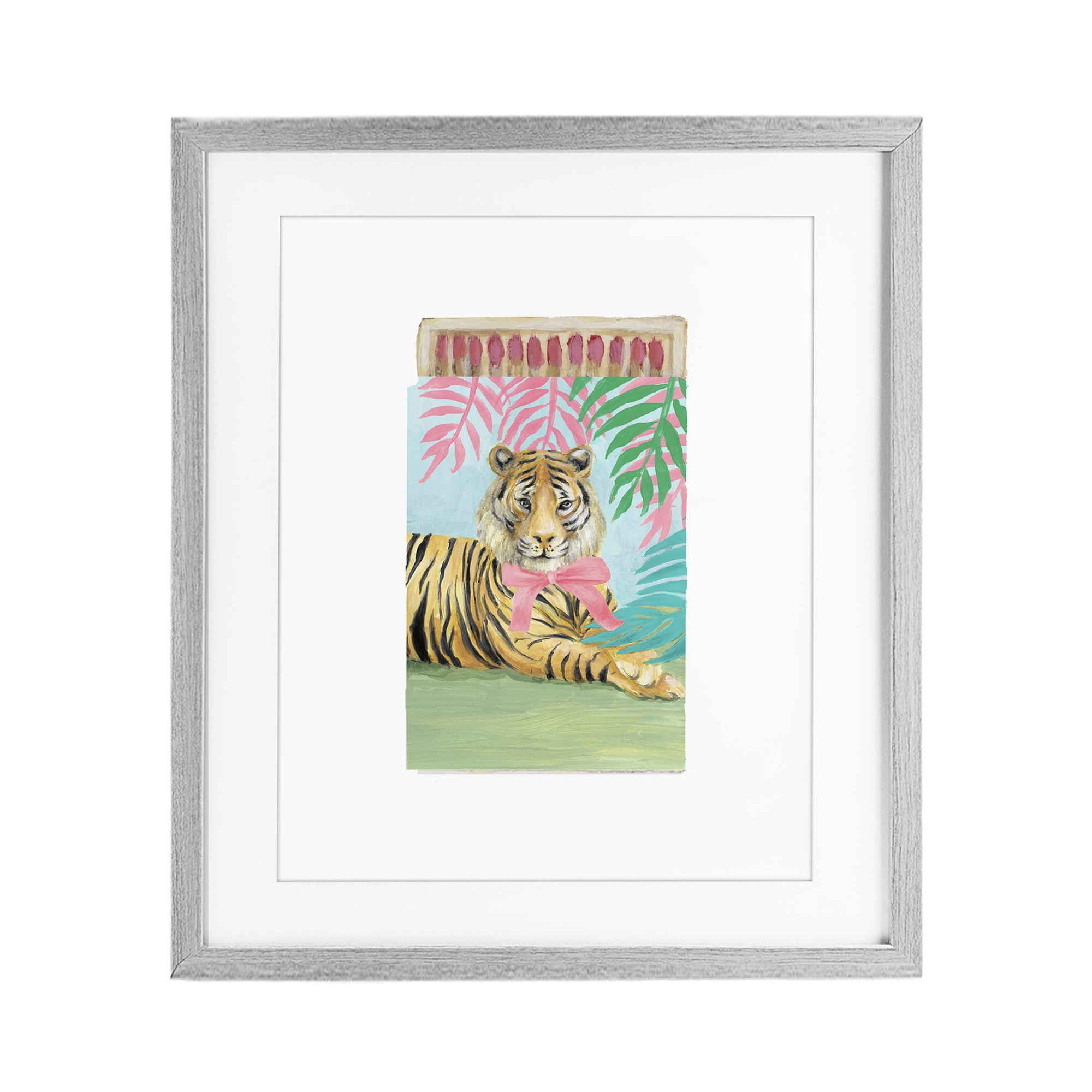 Stupell Industries Tropical Tiger Matchbook Gray Framed Print Under Glass, design by Lanie Loreth
