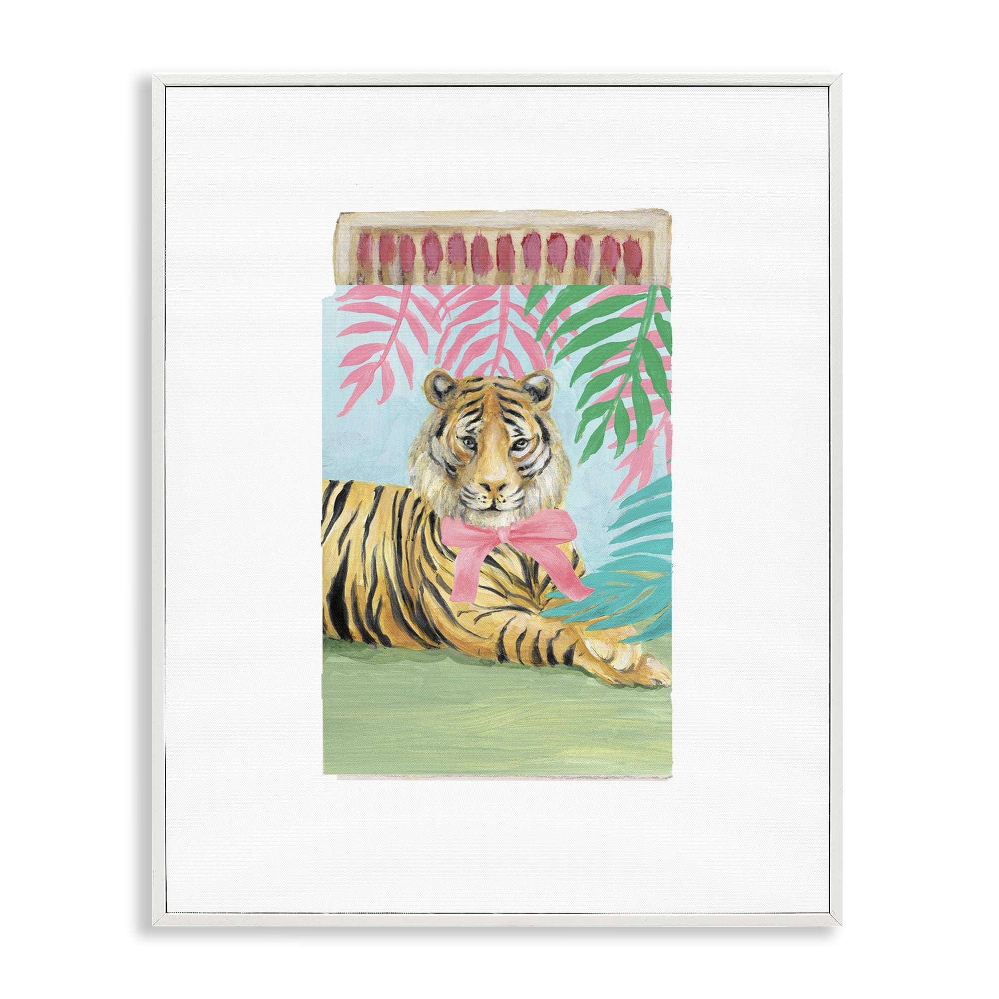 Stupell Industries Tropical Tiger Matchbook White Framed Giclee Art, design by Lanie Loreth
