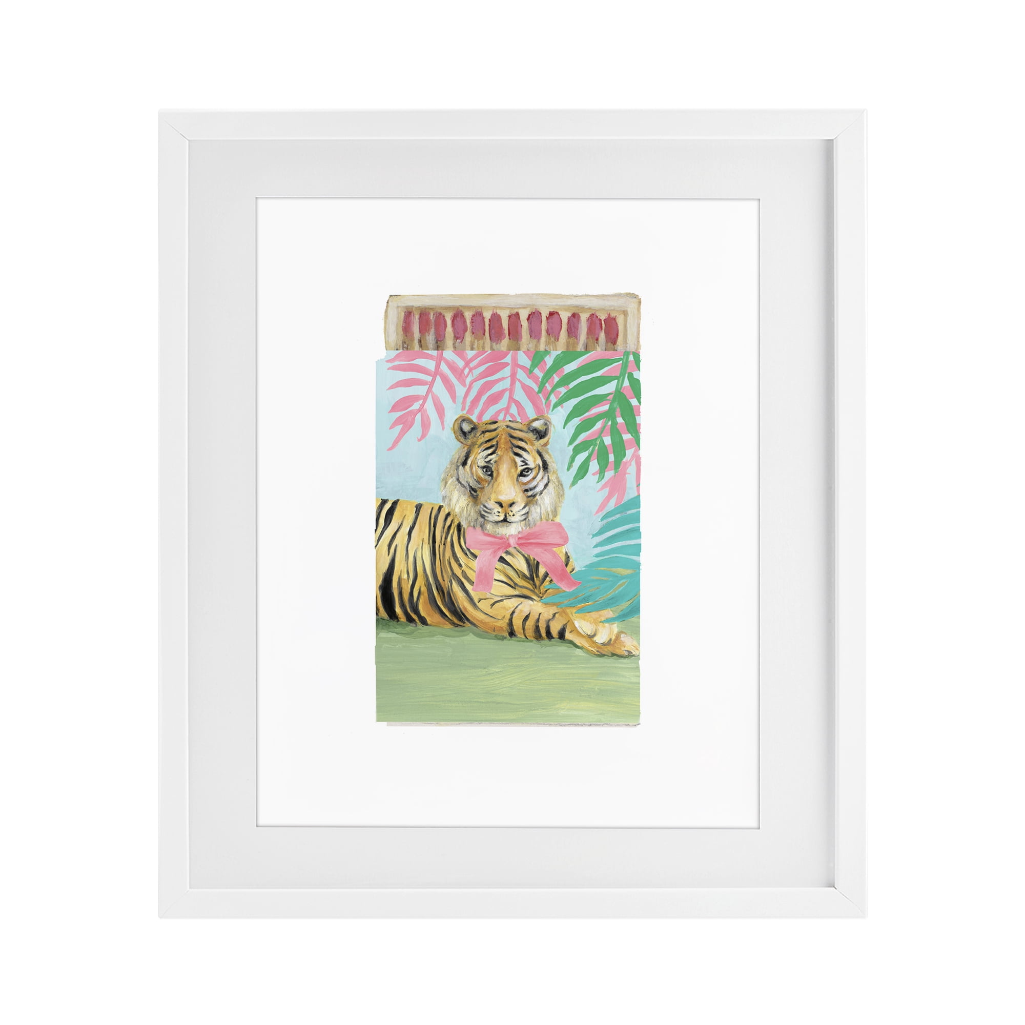 Stupell Industries Tropical Tiger Matchbook White Framed Print Under Glass, design by Lanie Loreth