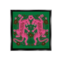 Stupell Industries Tropical Tigers Pattern Animals & Insects Painting Black Floater Framed Canvas Art Print Wall Art, 18 x 18