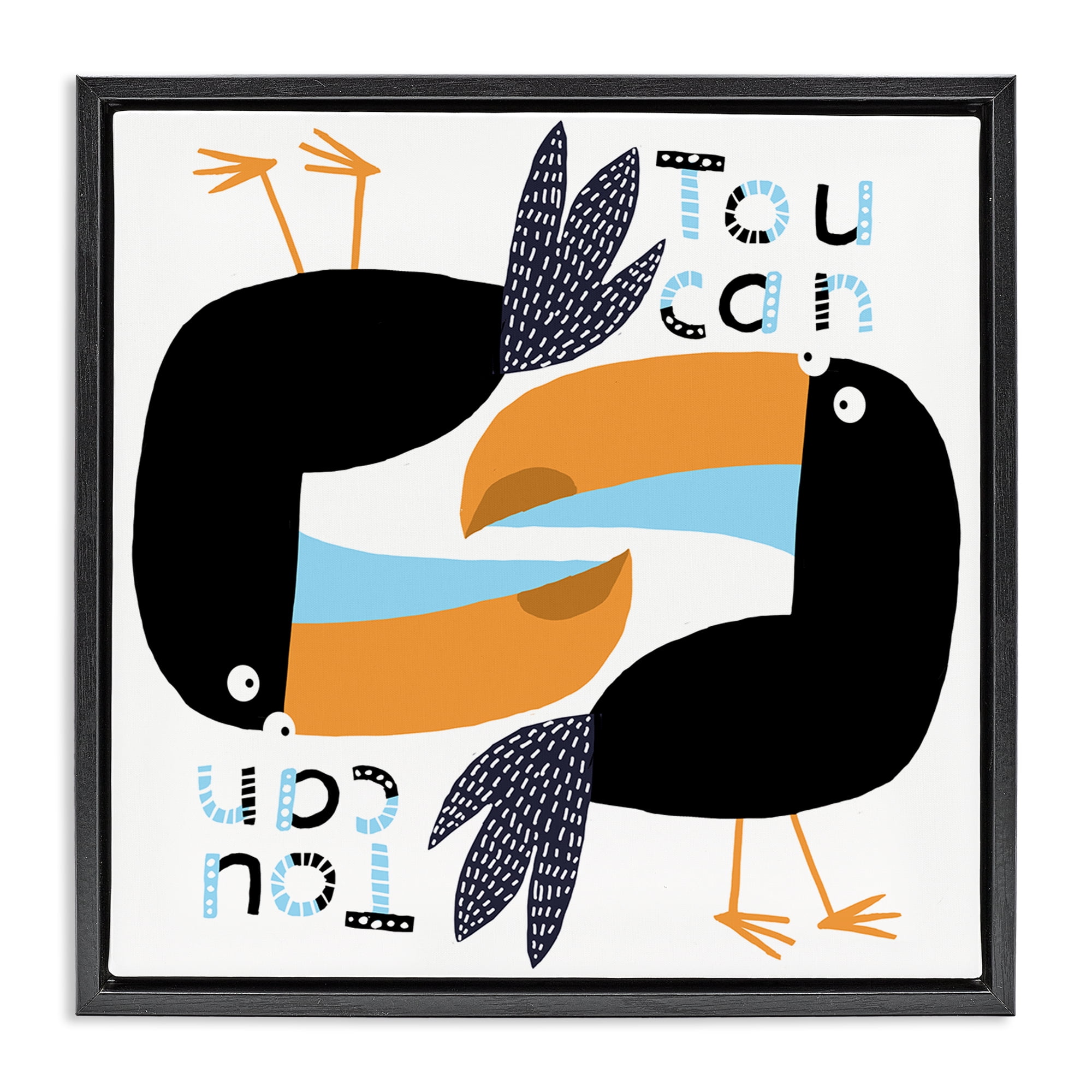 Stupell Industries Tropical Toucan Birds Animals Painting Black Floater Framed Canvas Art Print Wall Art, 18 x 18