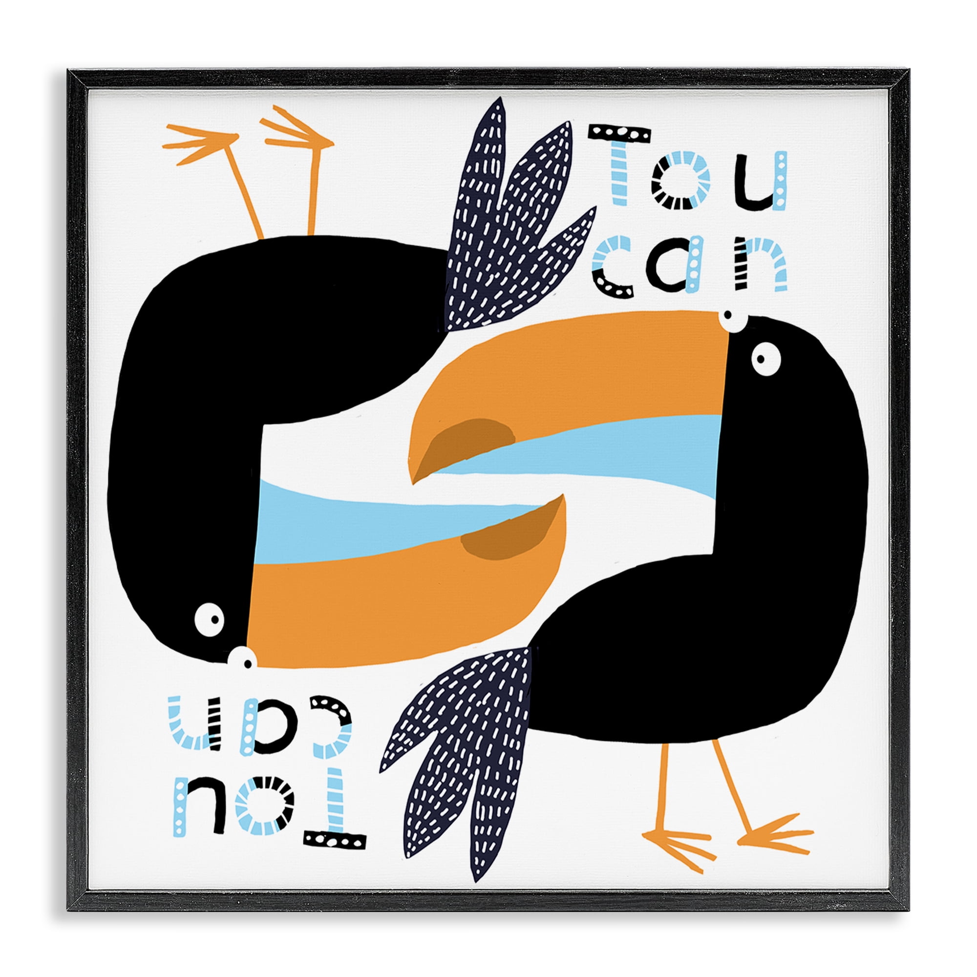 Stupell Industries Tropical Toucan Birds Animals Painting Black Framed Art Print Wall Art, 24 x 24