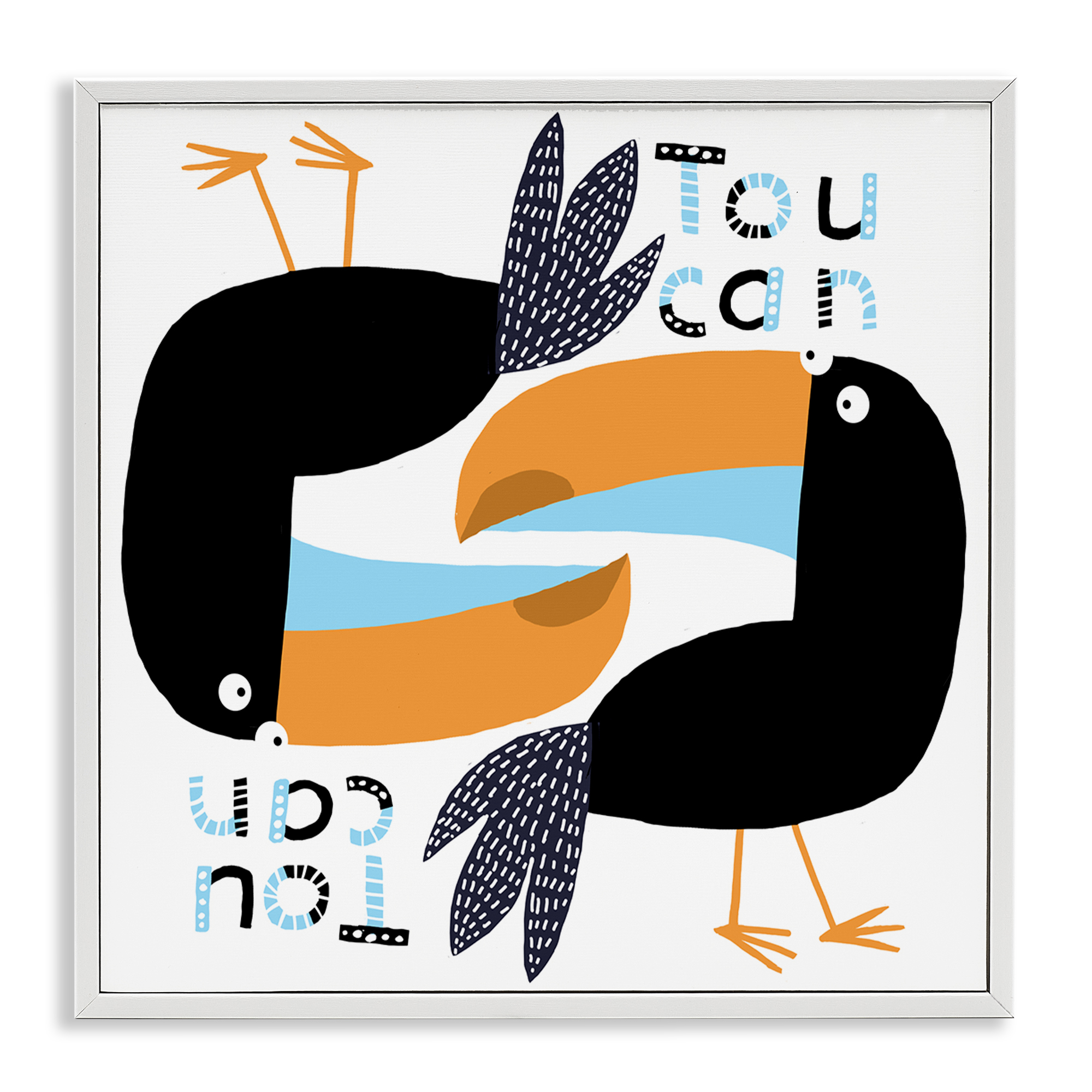 Stupell Industries Tropical Toucan Birds Animals Painting White Framed Art Print Wall Art, 24 x 24
