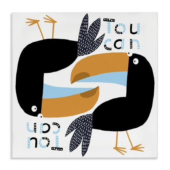 Stupell Industries Tropical Toucan Birds Animals Painting Wrapped Canvas Art Print Wall Art, 17 x 17