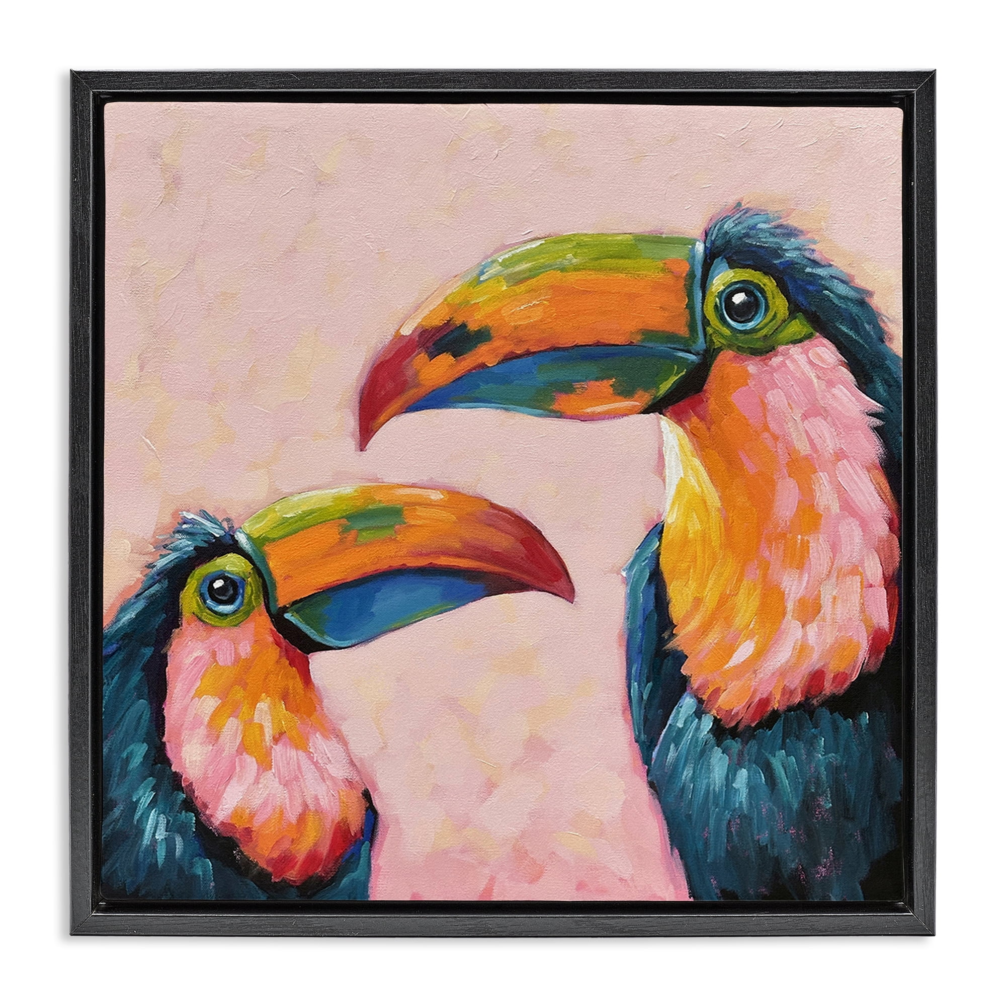 Stupell Industries Tropical Toucan Paradise Black Framed Floater Canvas Wall Art, design by Lucia Stewart