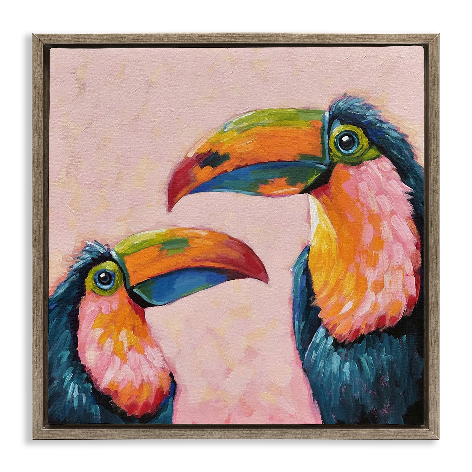 Stupell Industries Tropical Toucan Paradise Brown Framed Floater Canvas Wall Art, design by Lucia Stewart