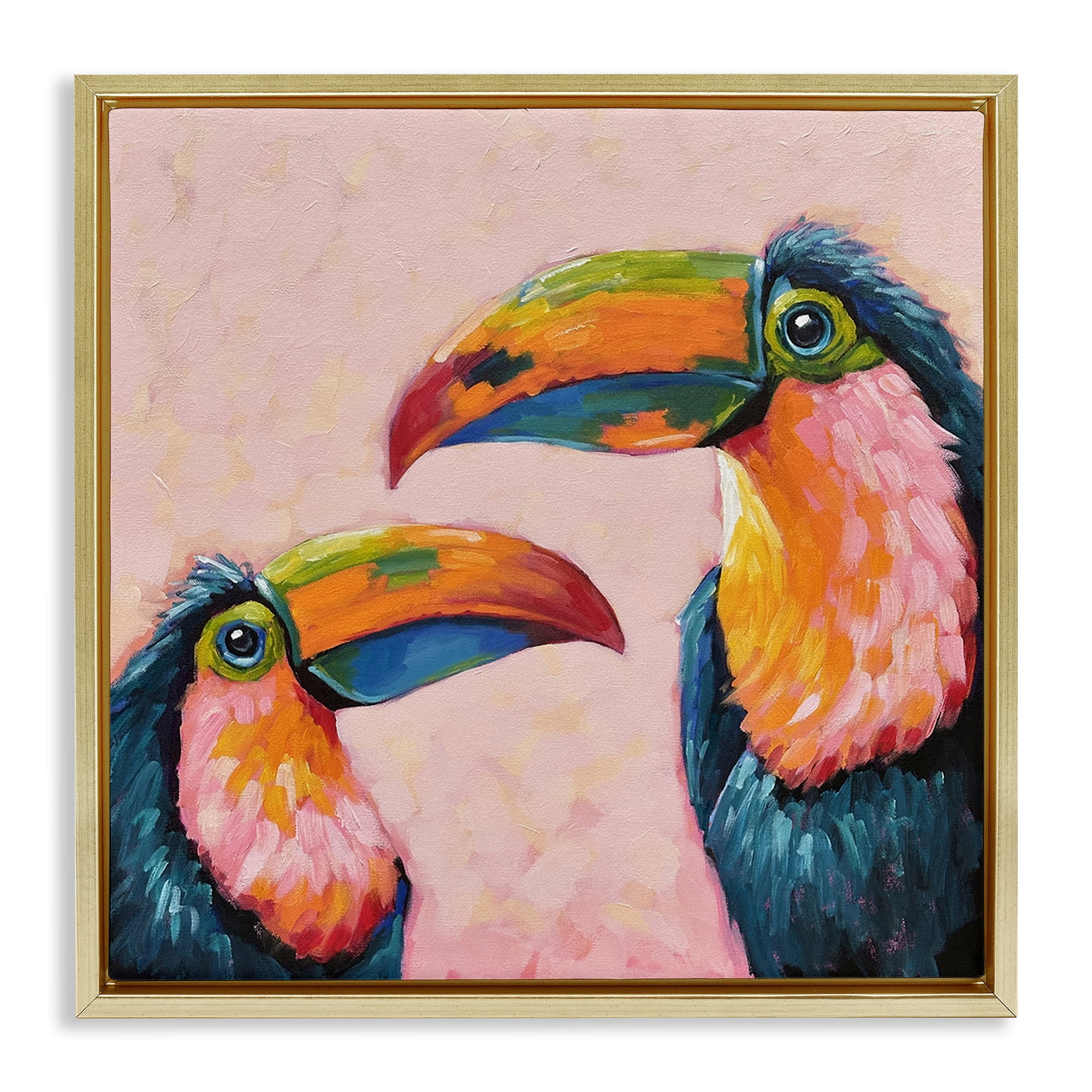 Stupell Industries Tropical Toucan Paradise Gold Framed Floater Canvas Wall Art, design by Lucia Stewart