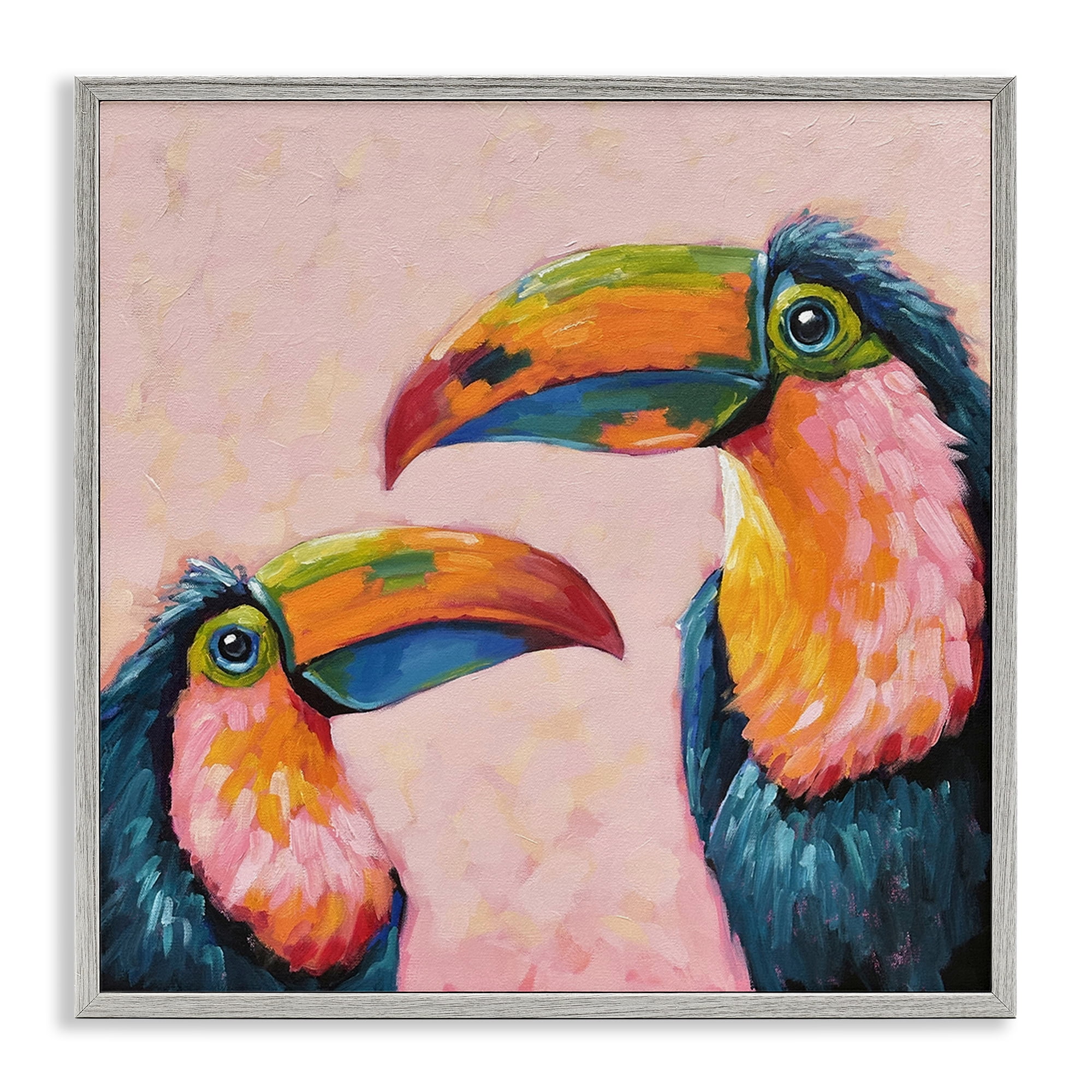Stupell Industries Tropical Toucan Paradise Gray Framed Giclee Art, design by Lucia Stewart