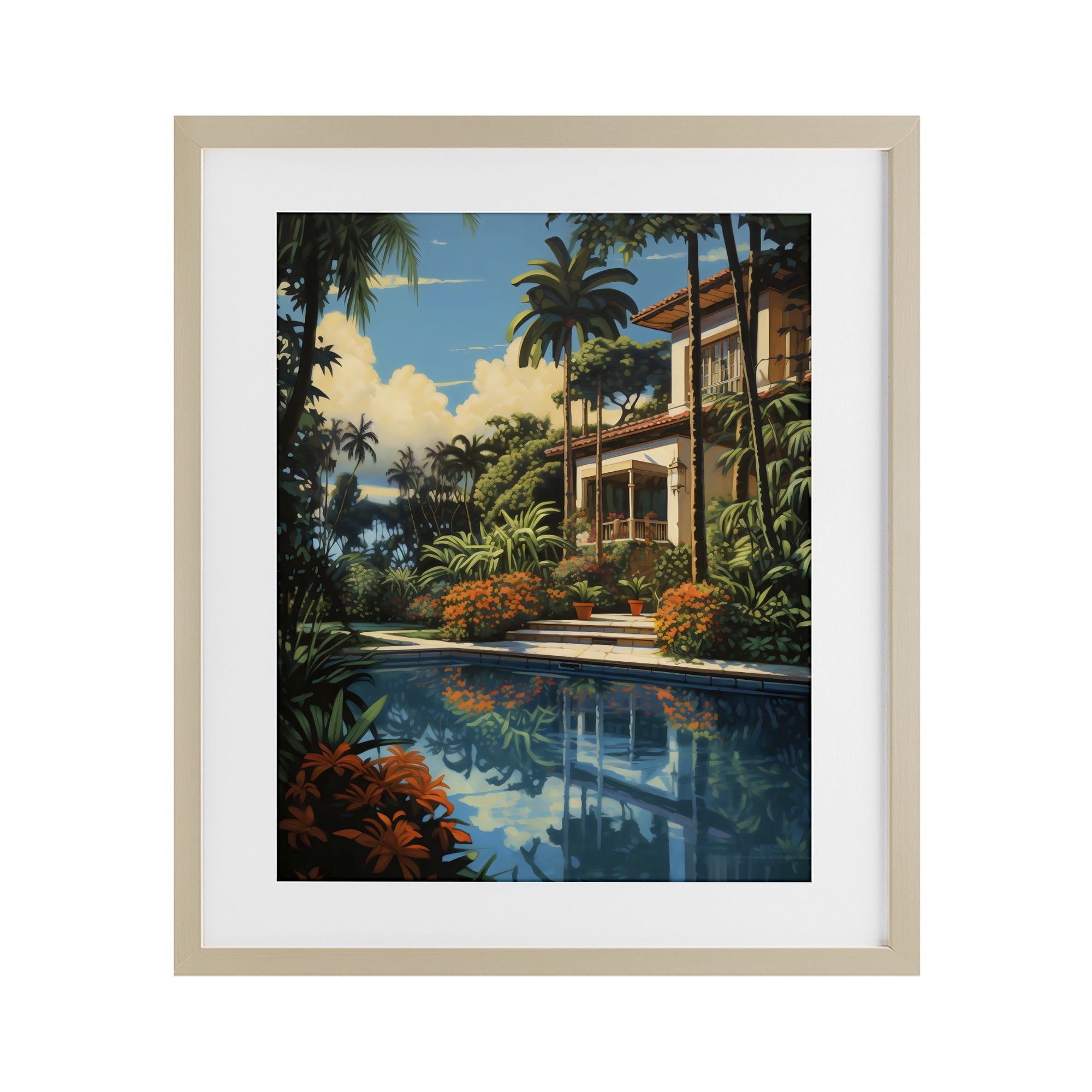 Stupell Industries Tropical Tranquility Villa Birch Framed Print Under Glass, design by Creative Studio