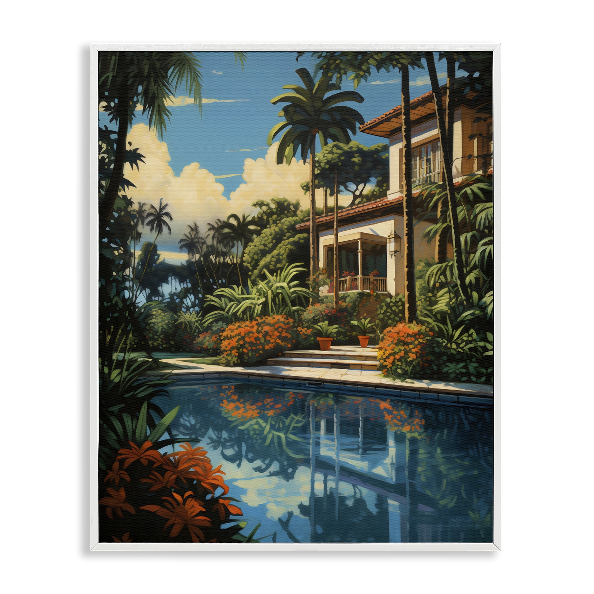 Stupell Industries Tropical Tranquility Villa White Framed Giclee Art, design by Creative Studio