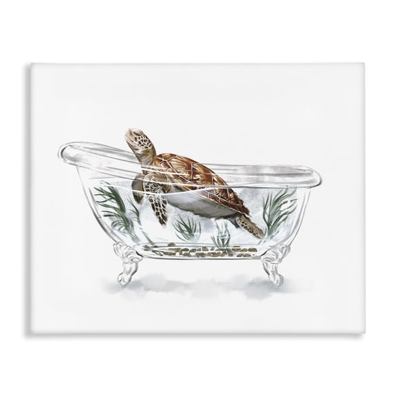 Stupell Industries Tropical Turtle Swimming Bathtub Habitat Canvas Art, 30 x 24, by Ziwei Li
