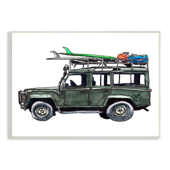 Stupell Industries Tropical Vacation Beach Car Roof Rack Surfboards, 15 x 10, Design by Paul McCreery