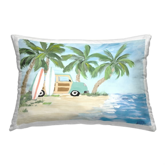Stupell Industries Tropical Vacation on Shore Decorative Printed Throw Pillow, 14 x 20