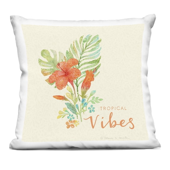 Stupell Industries - Tropical Vibes Botanicals Throw Pillow 18" x 18" by Rebecca Canale