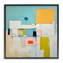 Stupell Industries Tropical Villa Abstraction Abstract Painting Black Framed Art Print Wall Art, 12 x 12