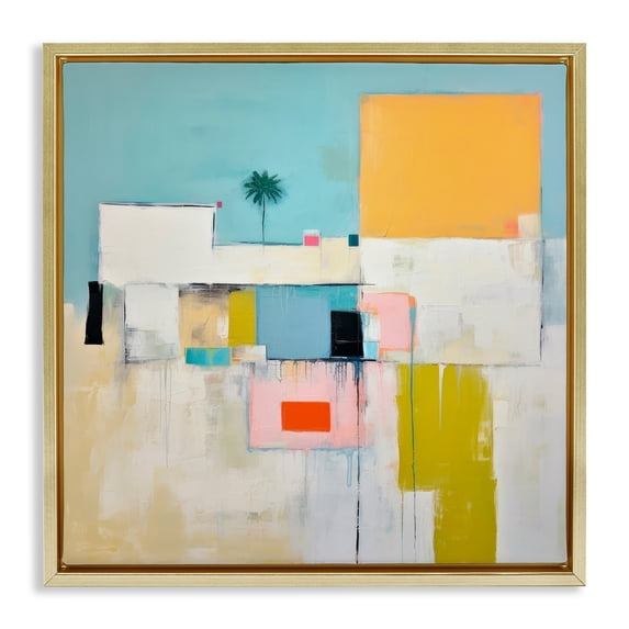 Stupell Industries Contemporary Tropical Villa Abstraction Gold Floating Frame Canvas Art, 18 x 18, by Irena Orlov