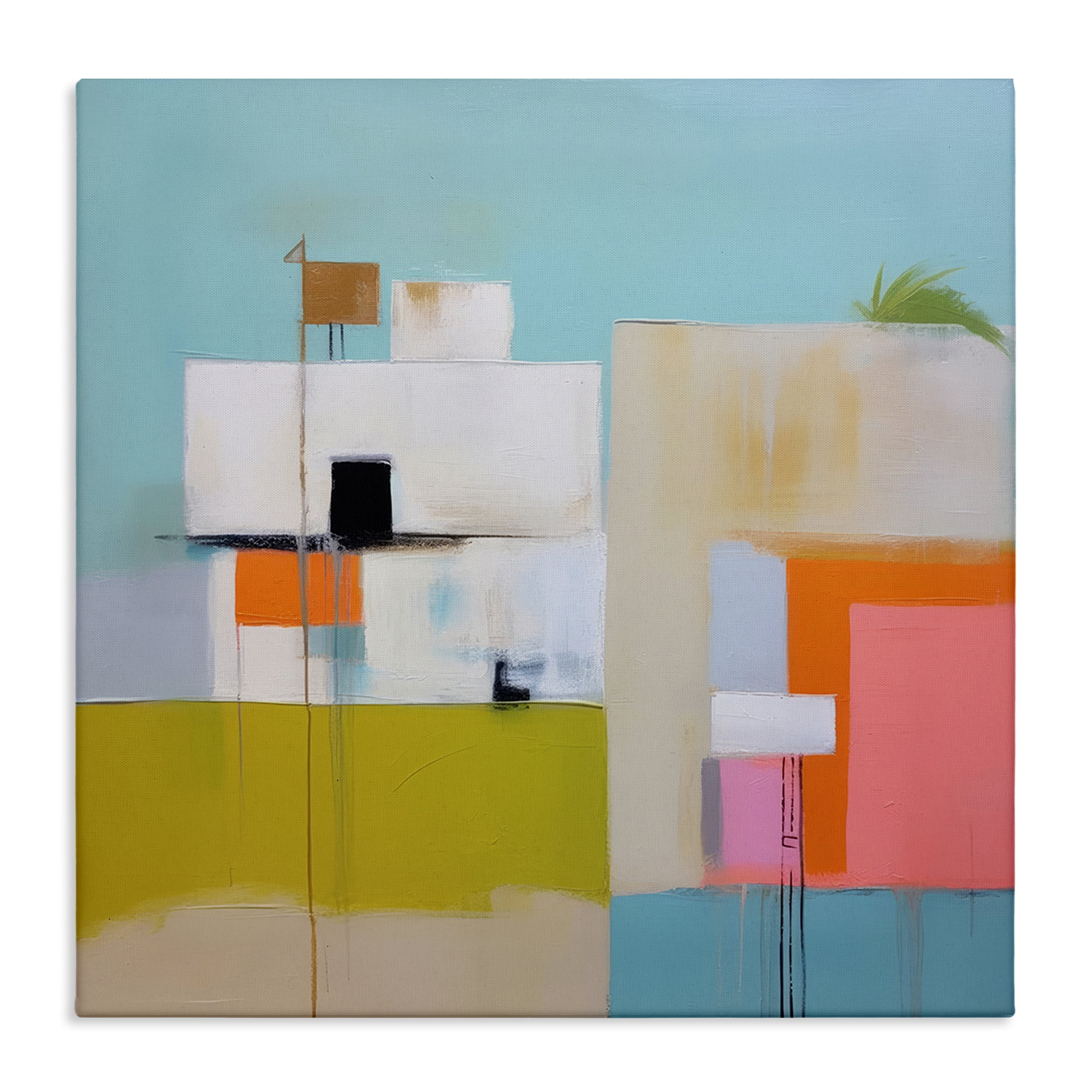 Stupell Industries Tropical Villa House Abstract Painting Gallery Wrapped Canvas Art Print Wall Art, 30 x 30