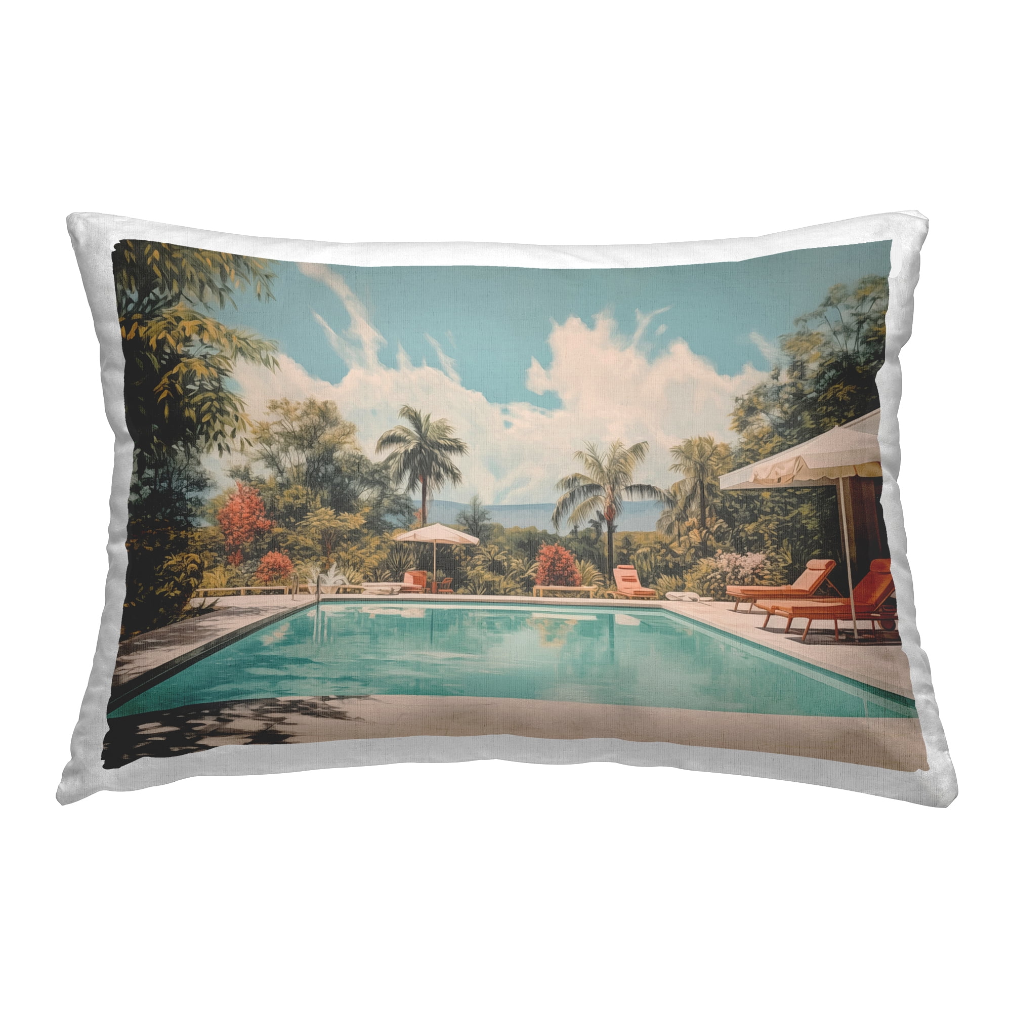 Stupell Industries Tropical Villa Swimming Pool Decorative Printed Throw Pillow Design by Arlington Prints.