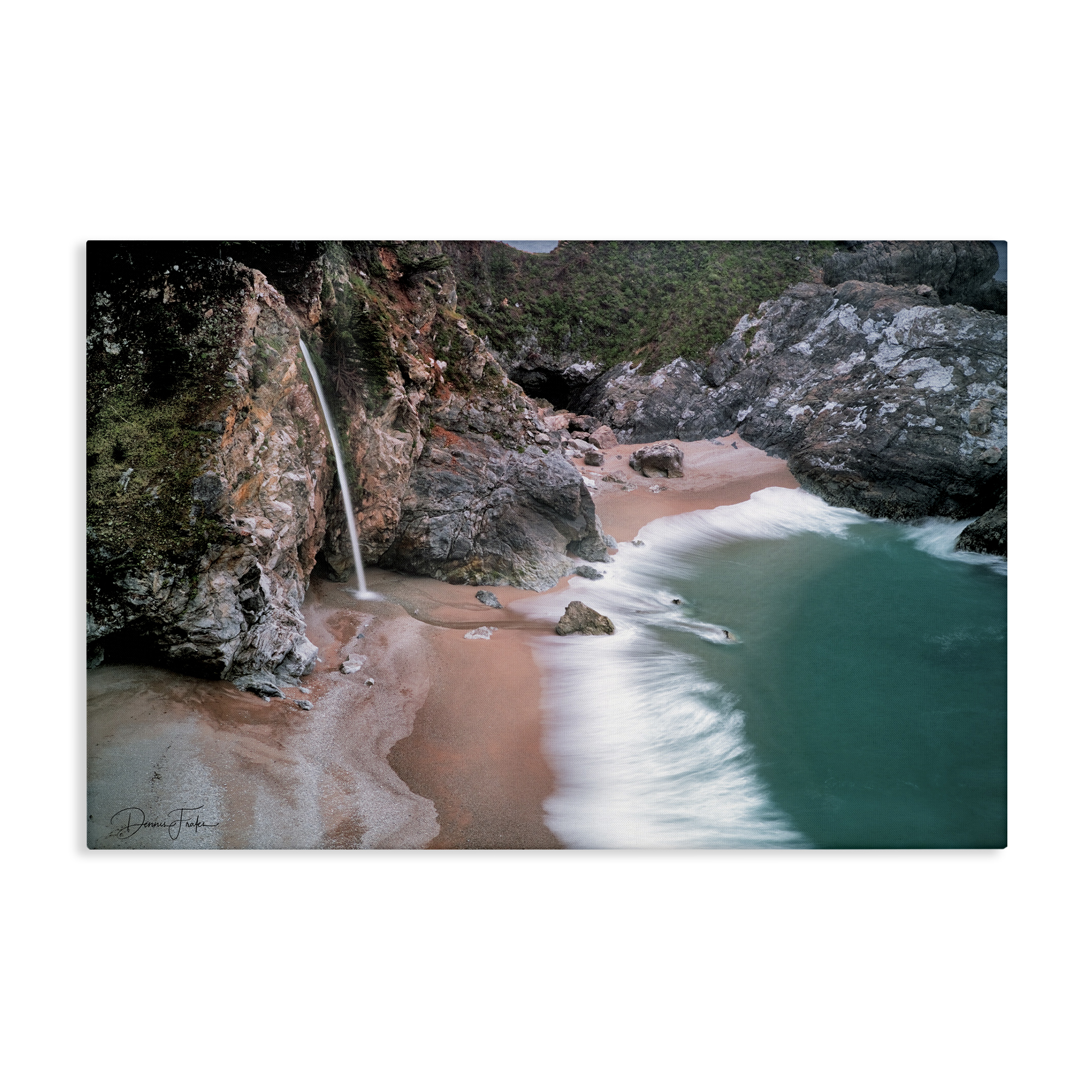 Stupell Industries Tropical Waterfall Cliffs Coastal Painting Gallery Wrapped Canvas Art Print Wall Art, 24 x 16