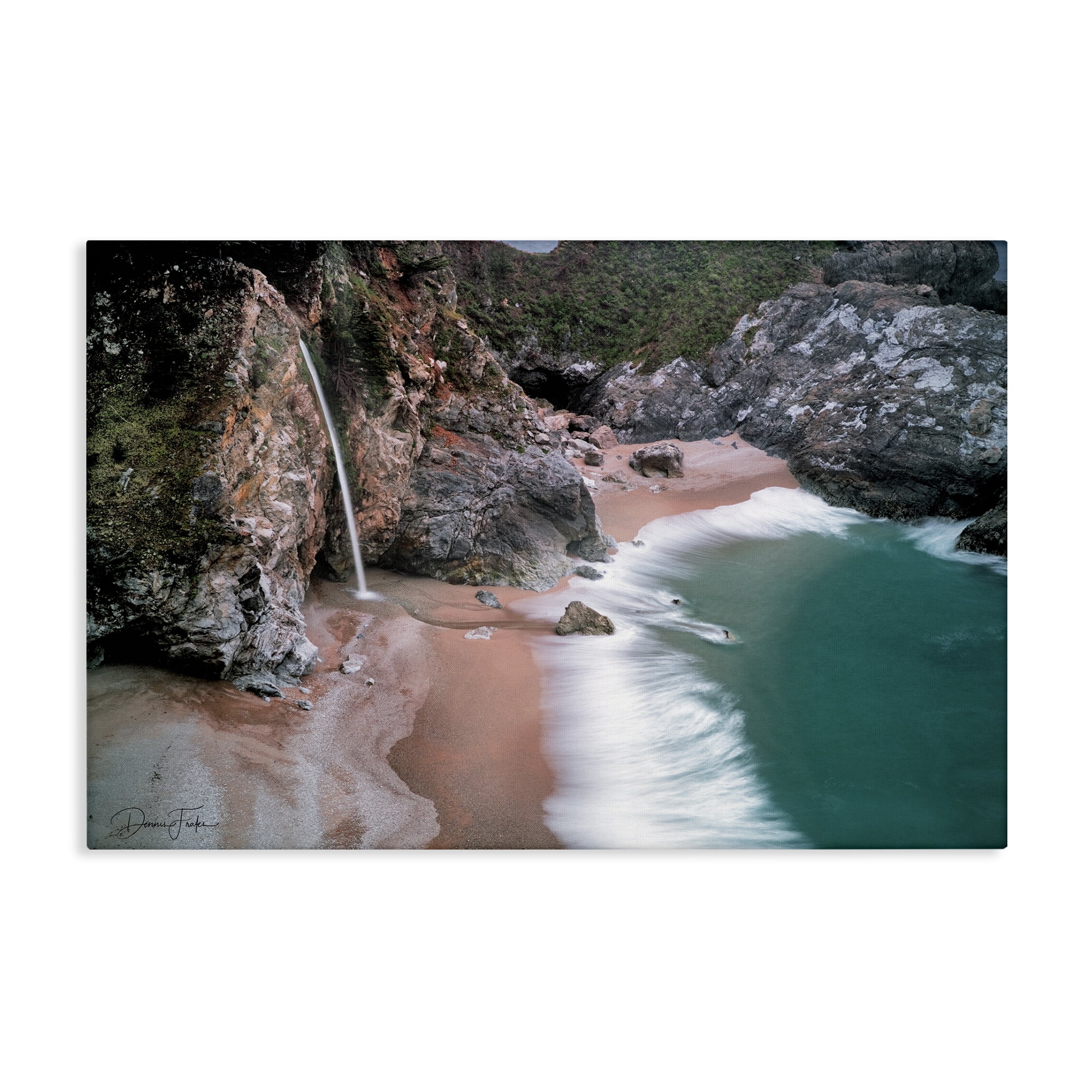 Stupell Industries Tropical Waterfall Cliffs Coastal Painting Gallery Wrapped Canvas Art Print Wall Art, 45 x 30