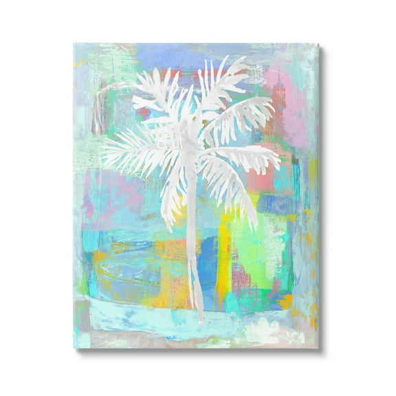 Stupell Industries Tropical White Palm Tree Vivid Brushstrokes Abstract Design Canvas Wall Art, 30 x 40, Design by Kristen Dew